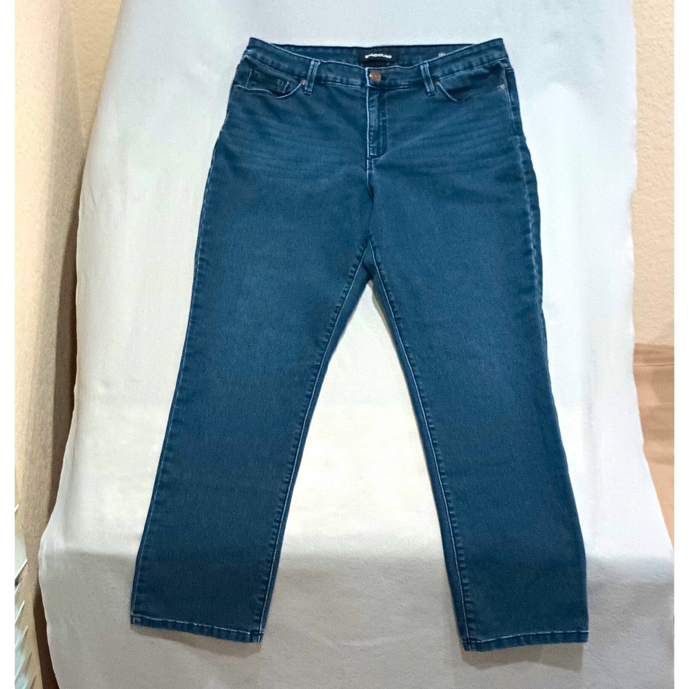 Bandolino Women's Straight Blue Denim Jeans Size 16 5-Pocket Button Logo